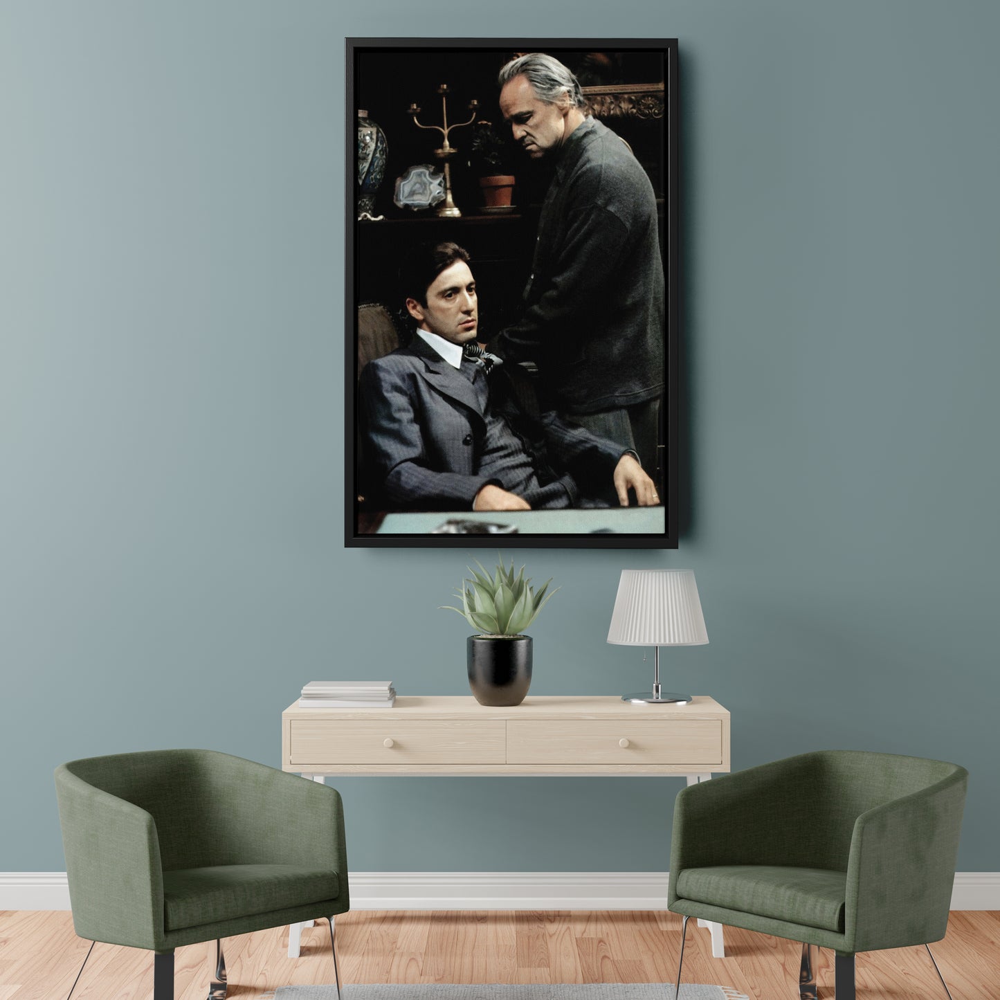 Godfather Marlon Brando and Al Pacino Canvas Wall Art – Mafia Movie Poster
