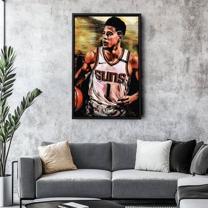 Devin Booker Phoenix Suns Canvas Wall Art – Basketball Star Print for Home