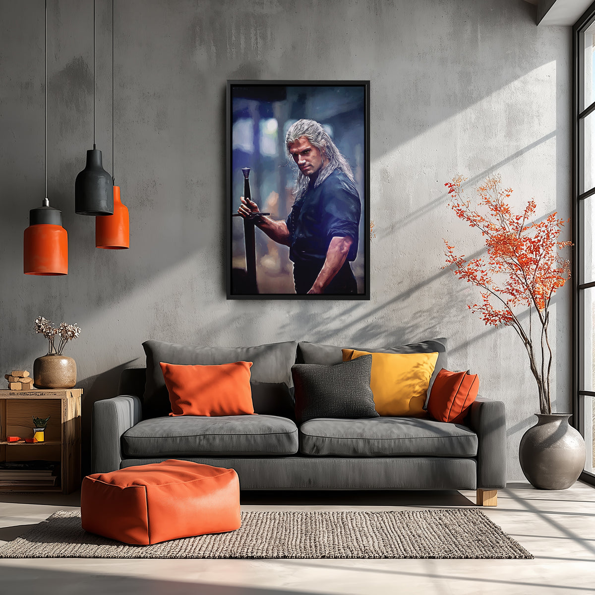 Geralt of Rivia Witcher Canvas Wall Art – Fantasy TV Series Print