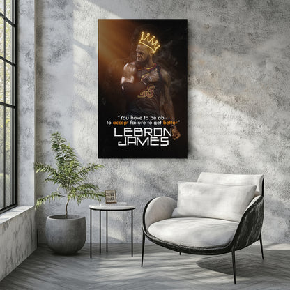 LeBron James King Quote Canvas Wall Art – NBA Superstar Motivation