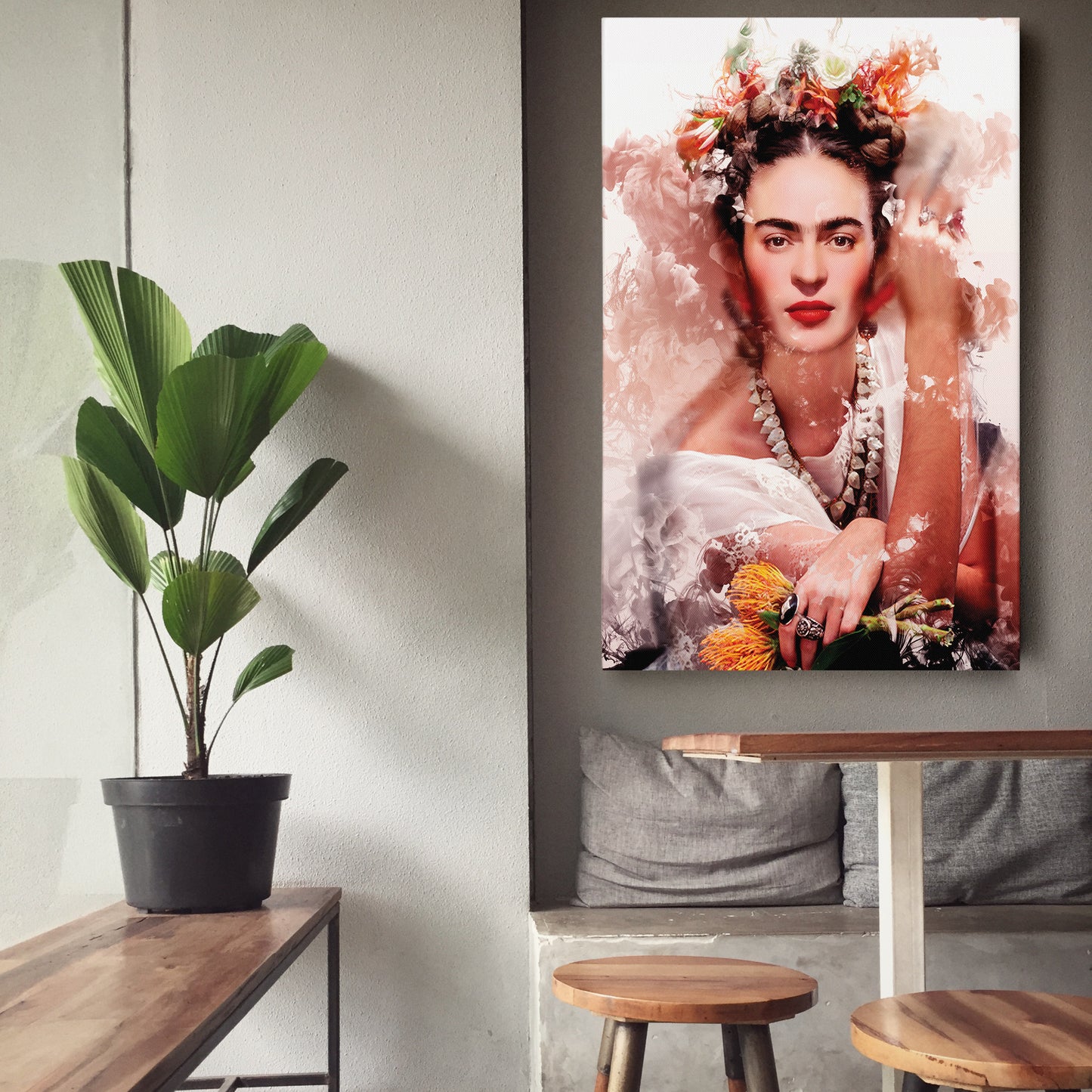 Frida Kahlo Floral Canvas Wall Art – Creative Painter's Decor