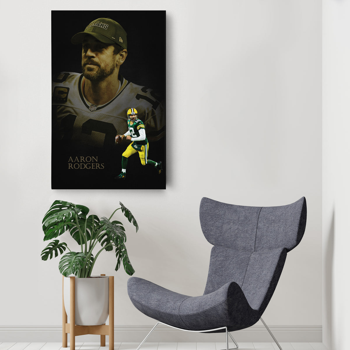 Aaron Rodgers Green Bay Packers NFL Canvas Wall Art - Framed Home Decor