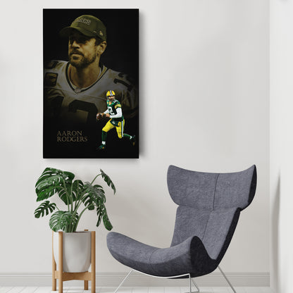 Aaron Rodgers Green Bay Packers NFL Canvas Wall Art - Framed Home Decor