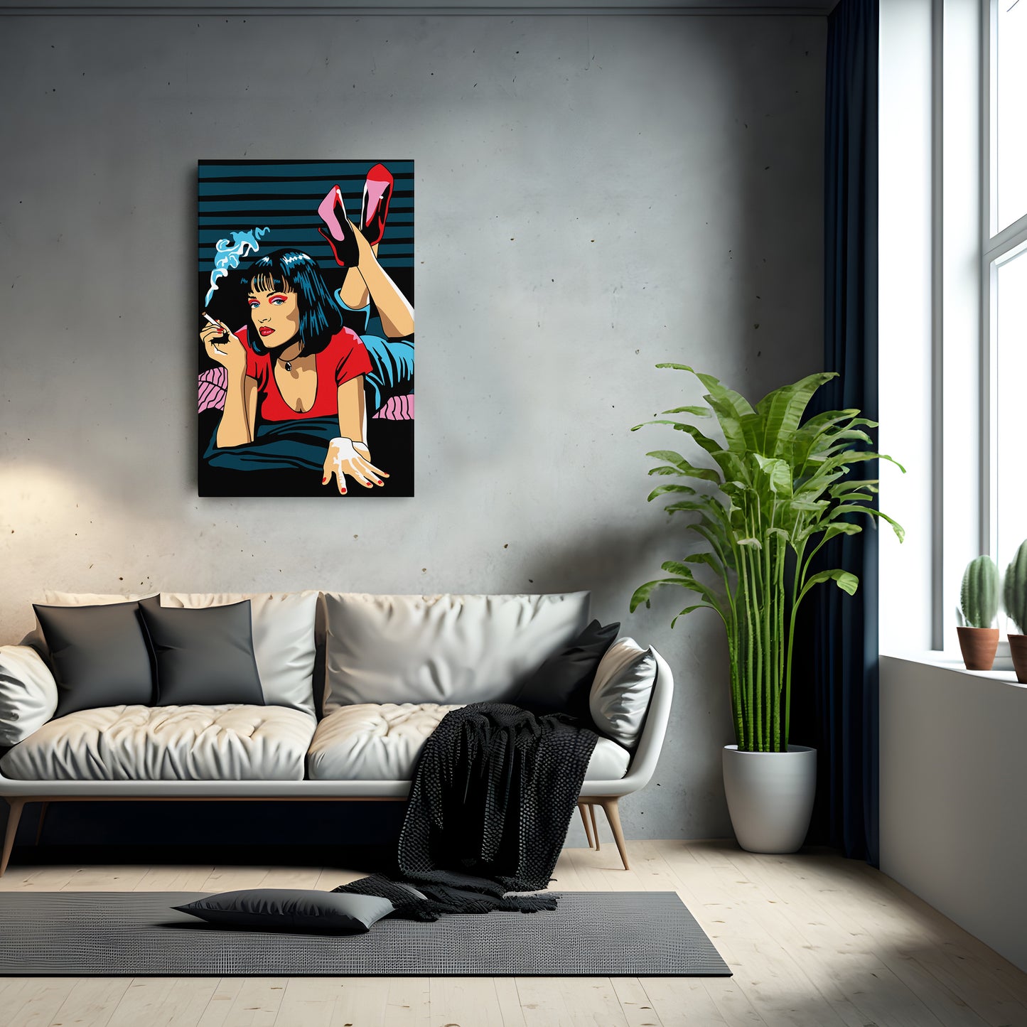 Pulp Fiction Uma Thurman Illustration Canvas Art – Cinematic Art Lovers Decor