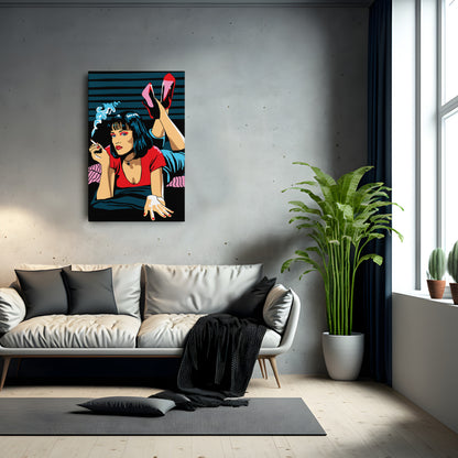 Pulp Fiction Uma Thurman Illustration Canvas Art – Cinematic Art Lovers Decor