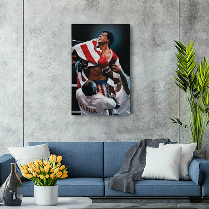 Rocky Balboa Celebrating Poster – Boxing Canvas Wall Art Decor