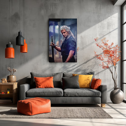 Geralt of Rivia Witcher Canvas Wall Art – Fantasy TV Series Print