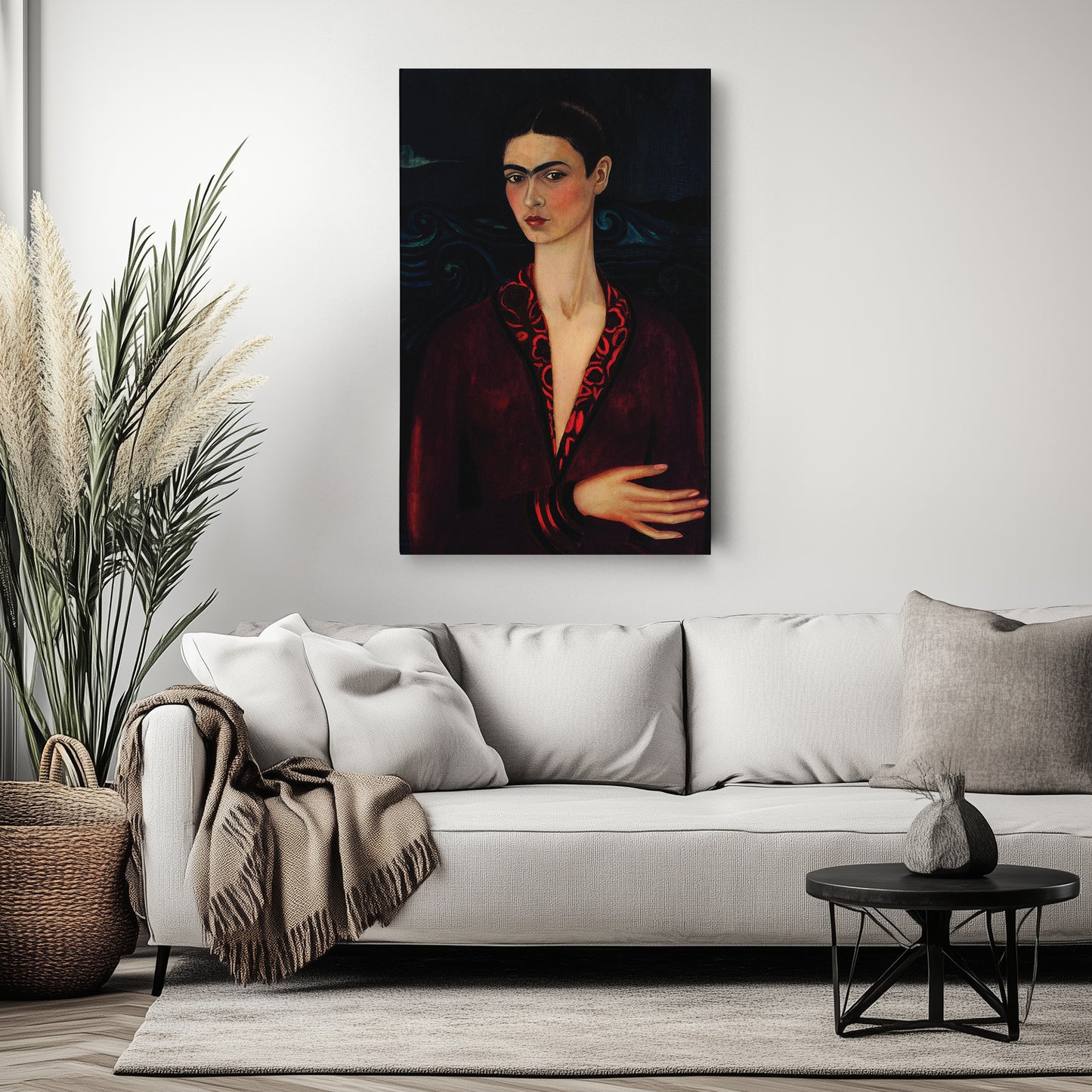 Frida Kahlo Poster with Red Dress Canvas Wall Art Home Decor Framed Art