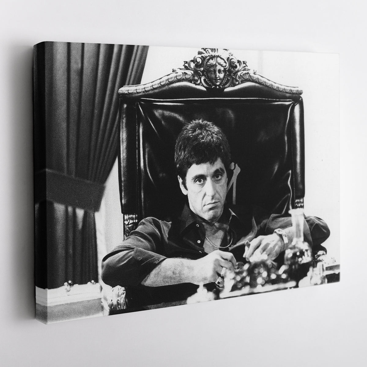 Tony Montana Scarface Canvas Art - Movie Wall Decor Black and White
