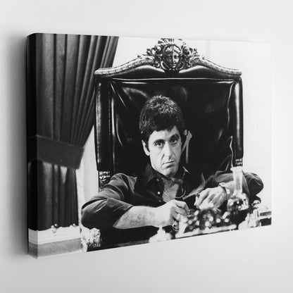 Tony Montana Scarface Canvas Art - Movie Wall Decor Black and White