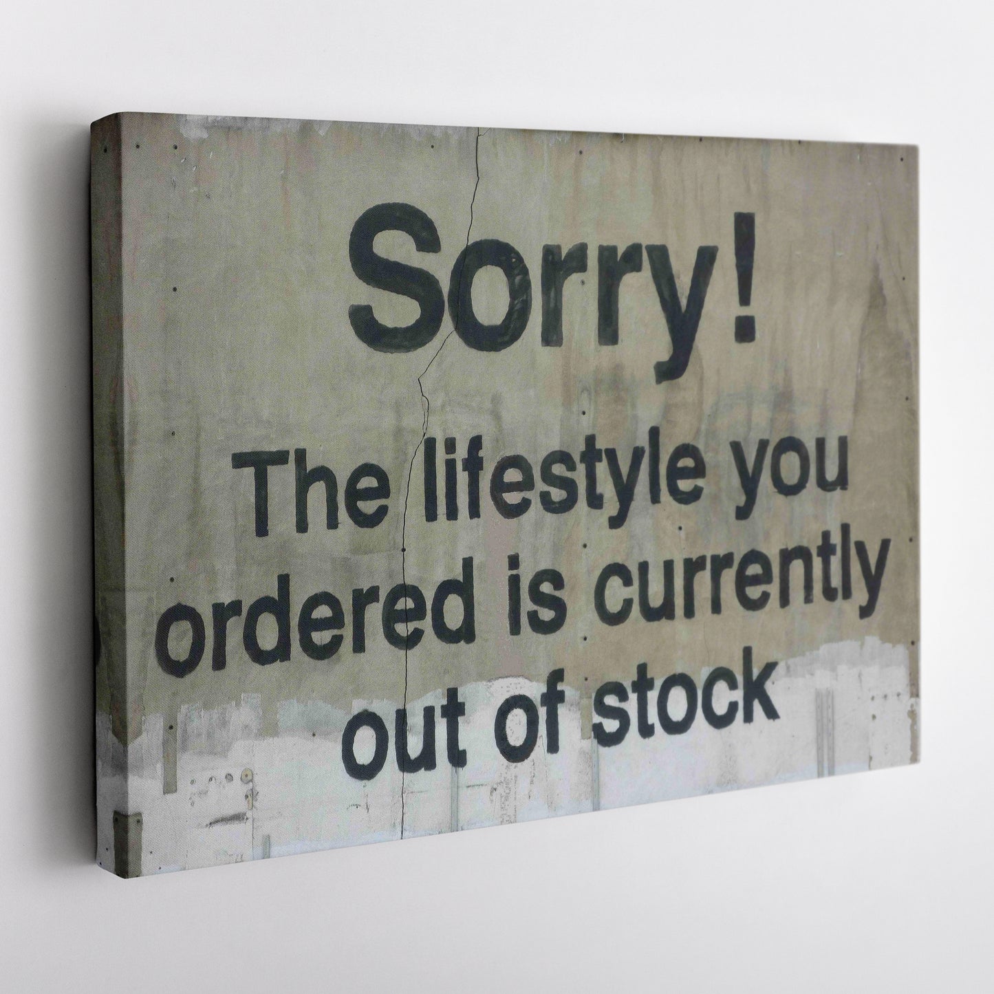 Banksy 'Out of Stock' Quote Canvas Print - Framed Wall Art