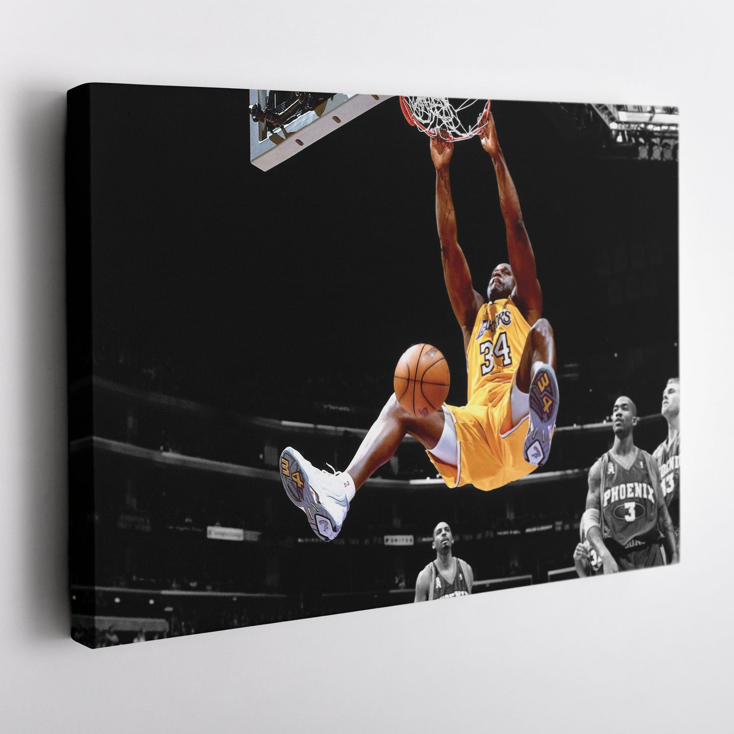 Shaquille O'Neal Dunking Canvas Art - NBA Lakers Sports Poster