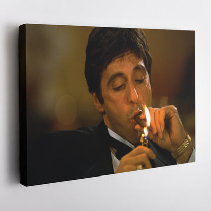Scarface Tony Montana Smoking Canvas Art – Iconic Movie Character Decor