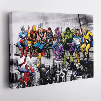 Marvel Avengers Lunch Atop a Skyscraper Canvas Wall Art
