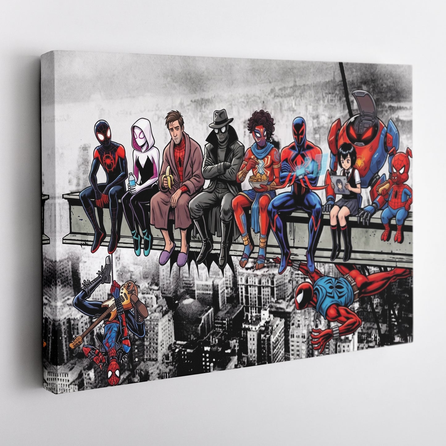 Spider Verse Lunch Atop a Skyscraper Canvas Wall Art