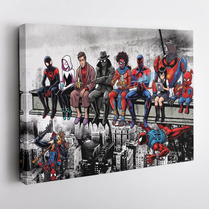 Spider Verse Lunch Atop a Skyscraper Canvas Wall Art