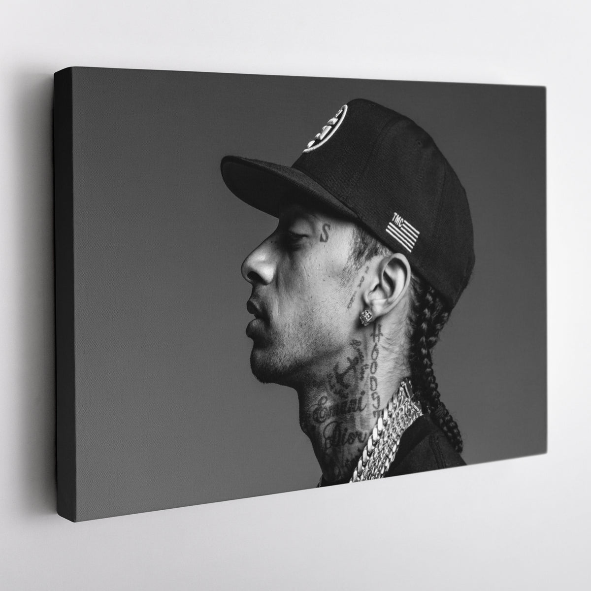 Nipsey Hussle Black and White Canvas Wall Art – Music Legend Home Decor