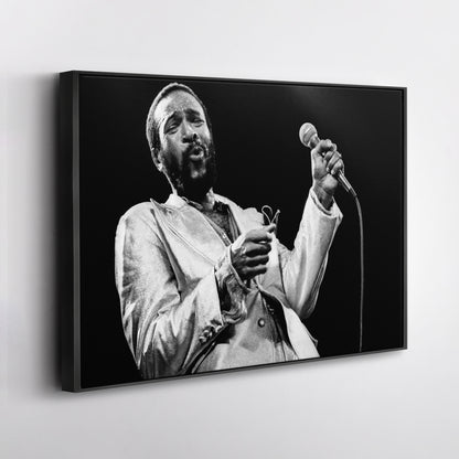 Marvin Gaye Black and White Canvas Art – Soul Singer Poster Wall Decor