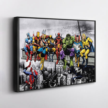 Marvel Superheroes Lunch Atop a Skyscraper Canvas Wall Art