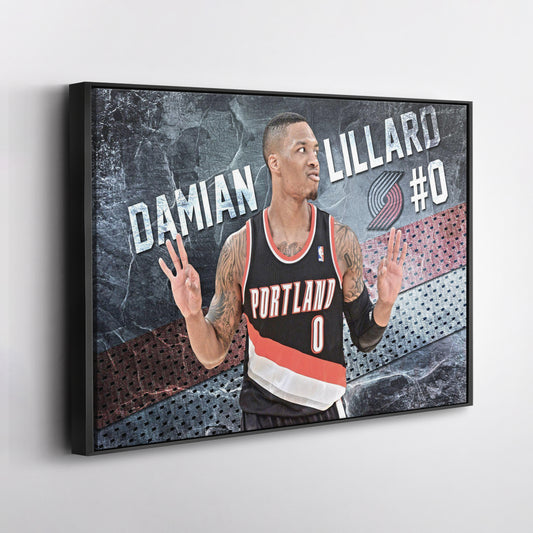 Damian Lillard #0 Basketball Canvas Wall Art – Portland Trail Blazers Decor