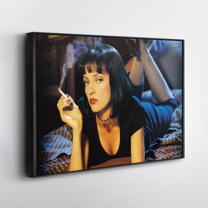 Uma Thurman Smoking Pulp Fiction Canvas Art – Legendary Movie Star Decor