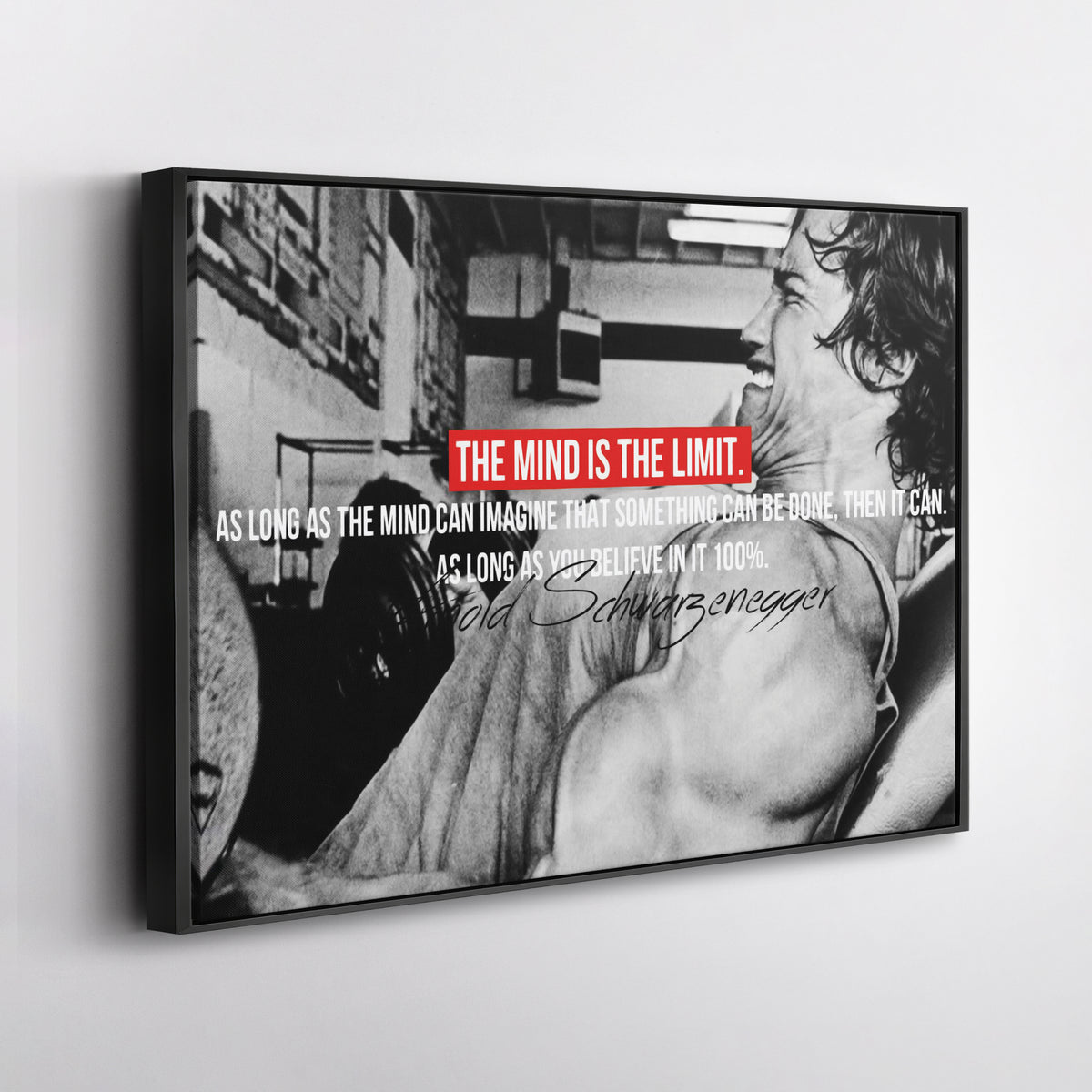 Arnold Schwarzenegger Motivational Quote Canvas Print – Wall Art for Home Office & Fitness Decor