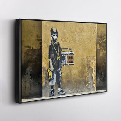 Banksy 'Children with Stereo' Canvas Print - Framed Wall