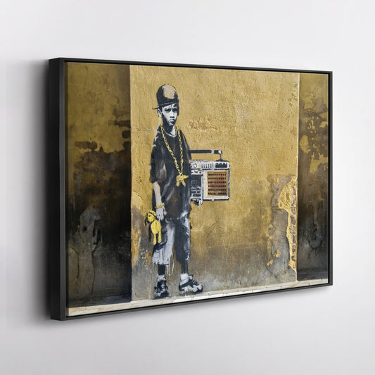 Banksy 'Children with Stereo' Canvas Print - Framed Wall