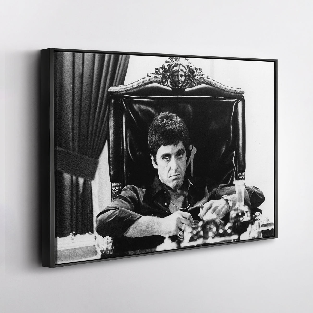 Tony Montana Scarface Canvas Art - Movie Wall Decor Black and White