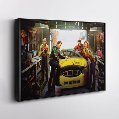 Marilyn Monroe, Elvis Presley & James Dean - Racing Car Canvas Wall Art Decor
