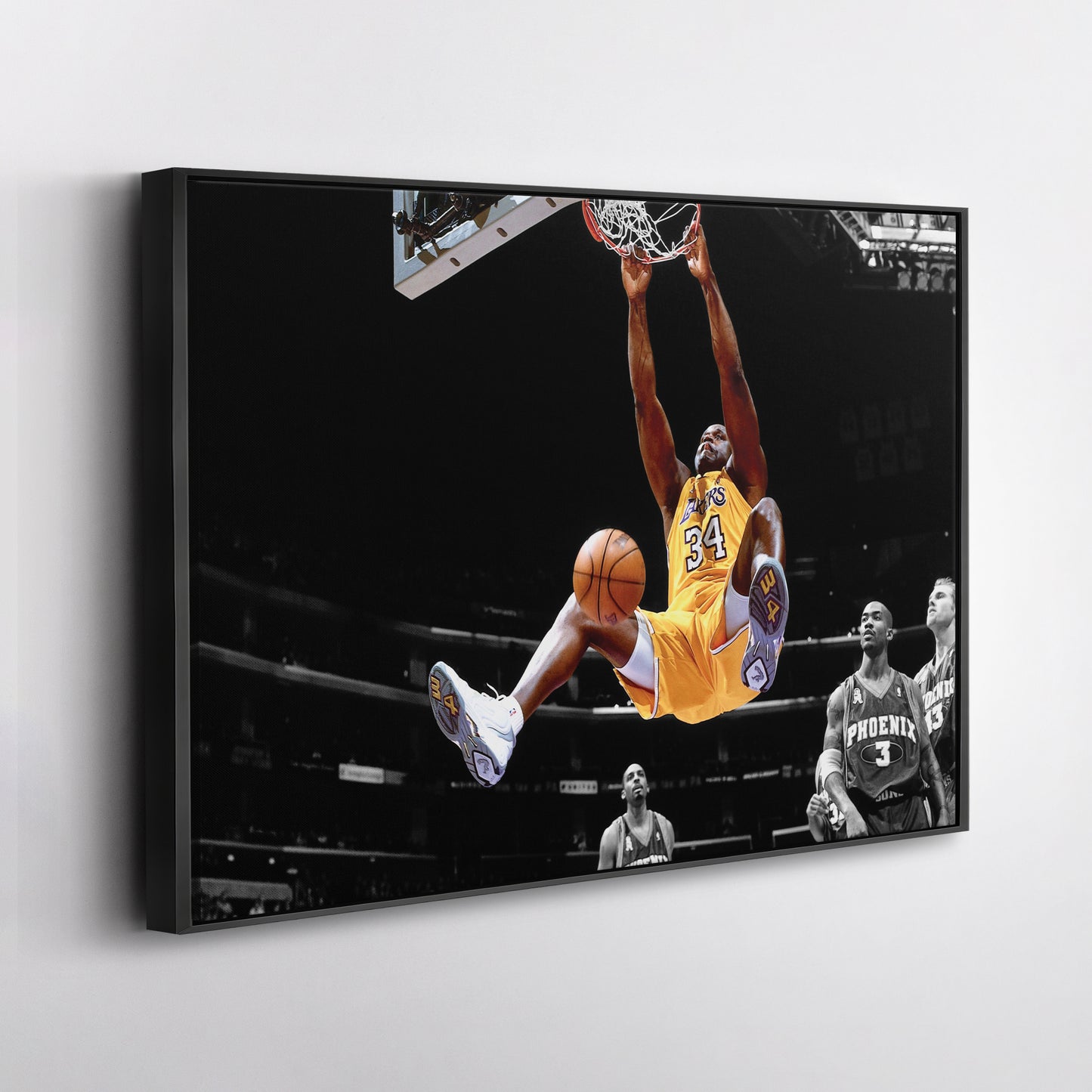Shaquille O'Neal Dunking Canvas Art - NBA Lakers Sports Poster