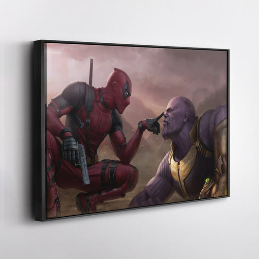 Funny Deadpool & Angry Thanos - Marvel Comics Canvas Wall Art Decor
