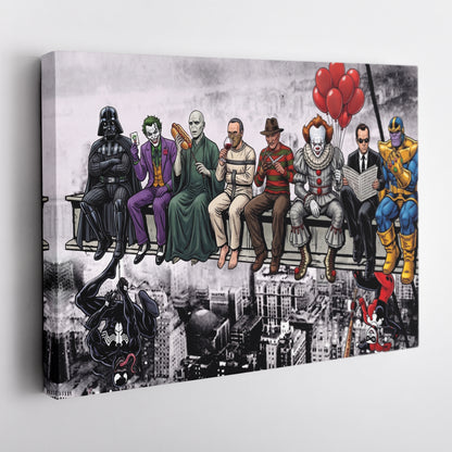 Movie Villains Lunch Atop a Skyscraper Canvas Wall Art