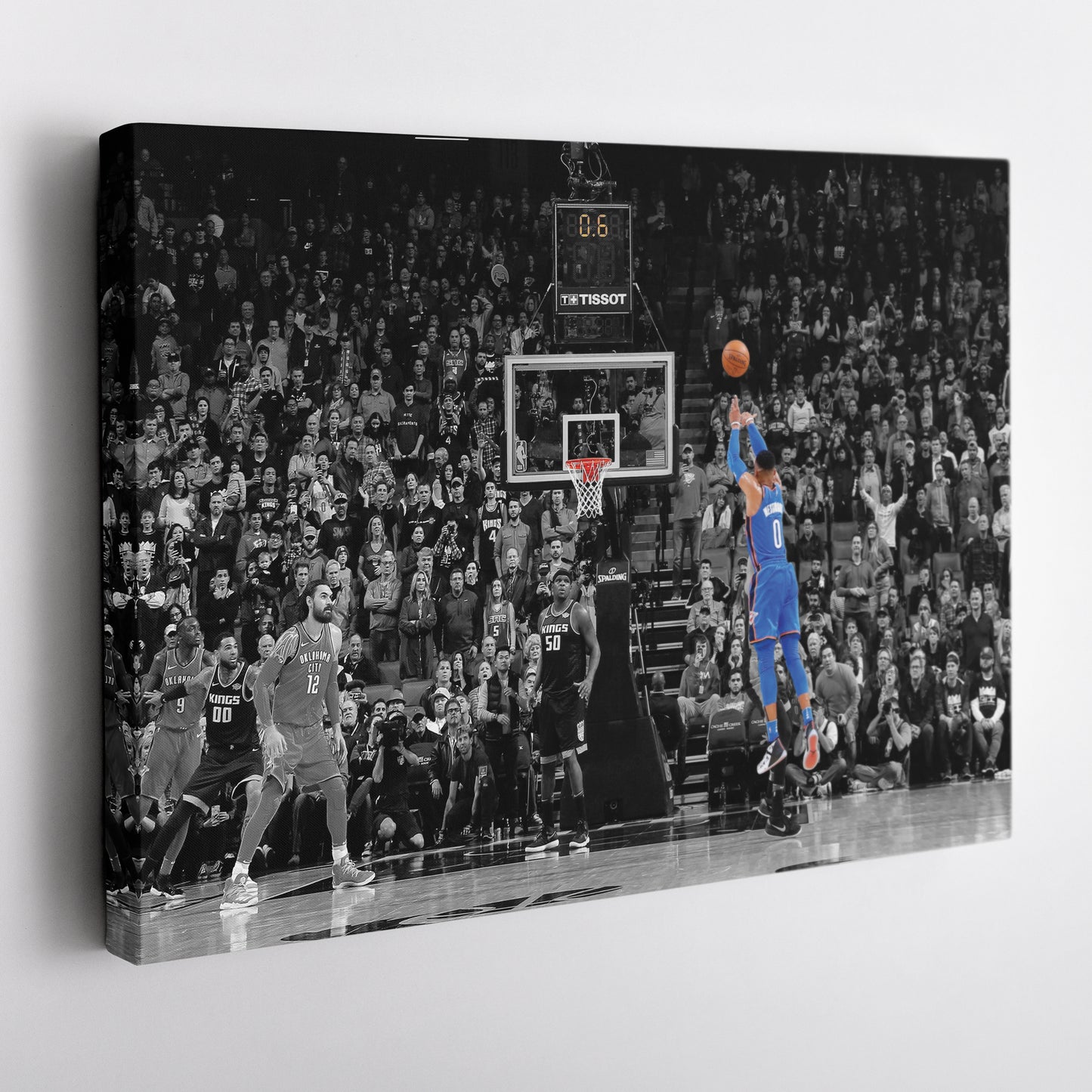 Russell Westbrook Buzzer Beater Canvas Art - NBA Thunder vs. Kings