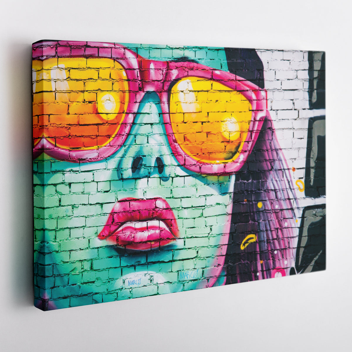 Banksy 'Cool Girl on Wall' Canvas Print - Framed Street Art