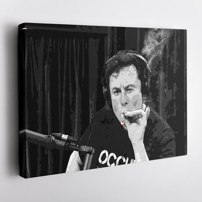 Elon Musk Smoking Canvas Wall Art – Entrepreneur Icon Print for Home