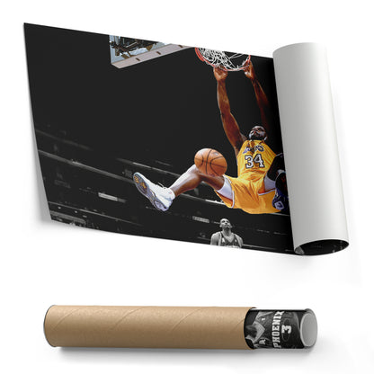 Shaquille O'Neal Dunking Canvas Art - NBA Lakers Sports Poster