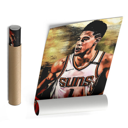 Devin Booker Phoenix Suns Canvas Wall Art – Basketball Star Print for Home