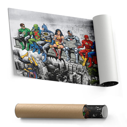 Justice League Lunch Atop a Skyscraper Canvas Wall Art