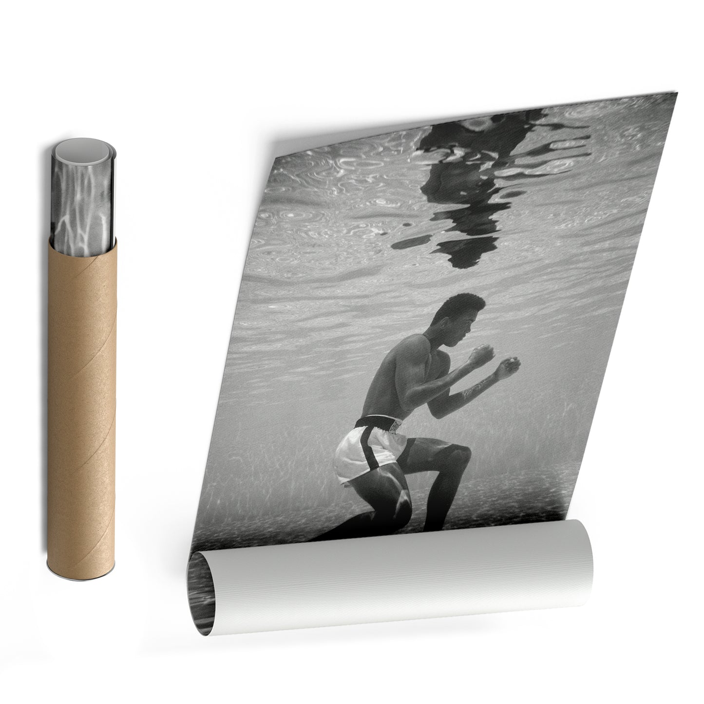 Muhammad Ali Underwater - Black and White Canvas Wall Art Decor