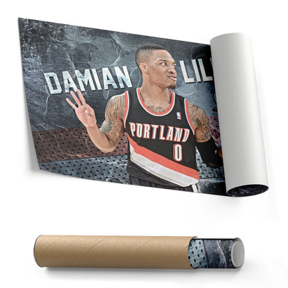Damian Lillard #0 Basketball Canvas Wall Art – Portland Trail Blazers Decor
