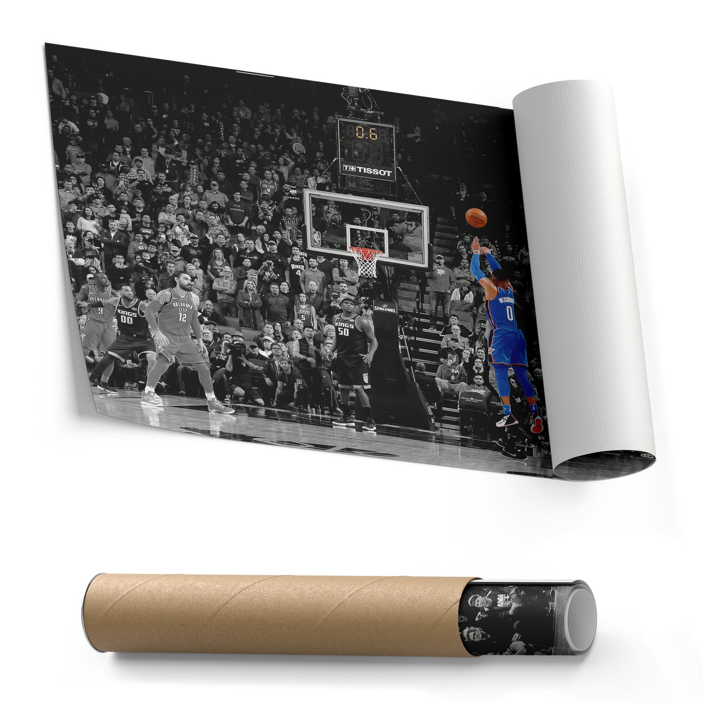 Russell Westbrook Buzzer Beater Canvas Art - NBA Thunder vs. Kings