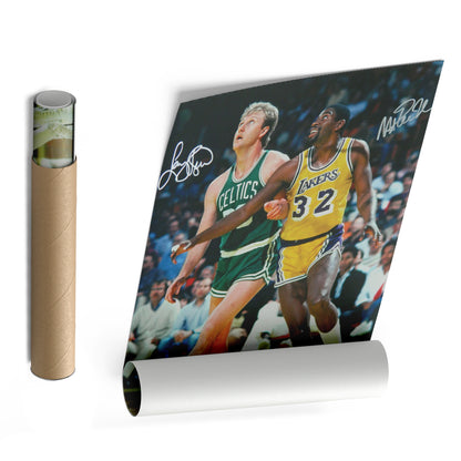 Larry Bird Magic Johnson Basketball Canvas Wall Art – NBA Legends Tribute