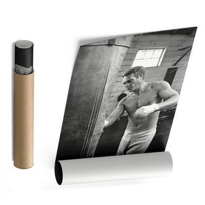 Steve McQueen Boxing Canvas Art – Black and White Training Moment Decor