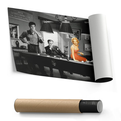 Marilyn Monroe & Elvis Presley Billiard - Canvas Wall Art Decor