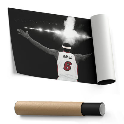 LeBron James Tosses Powder in the Air Miami Heat Canvas Wall Art Decor - NBA Superstar Art