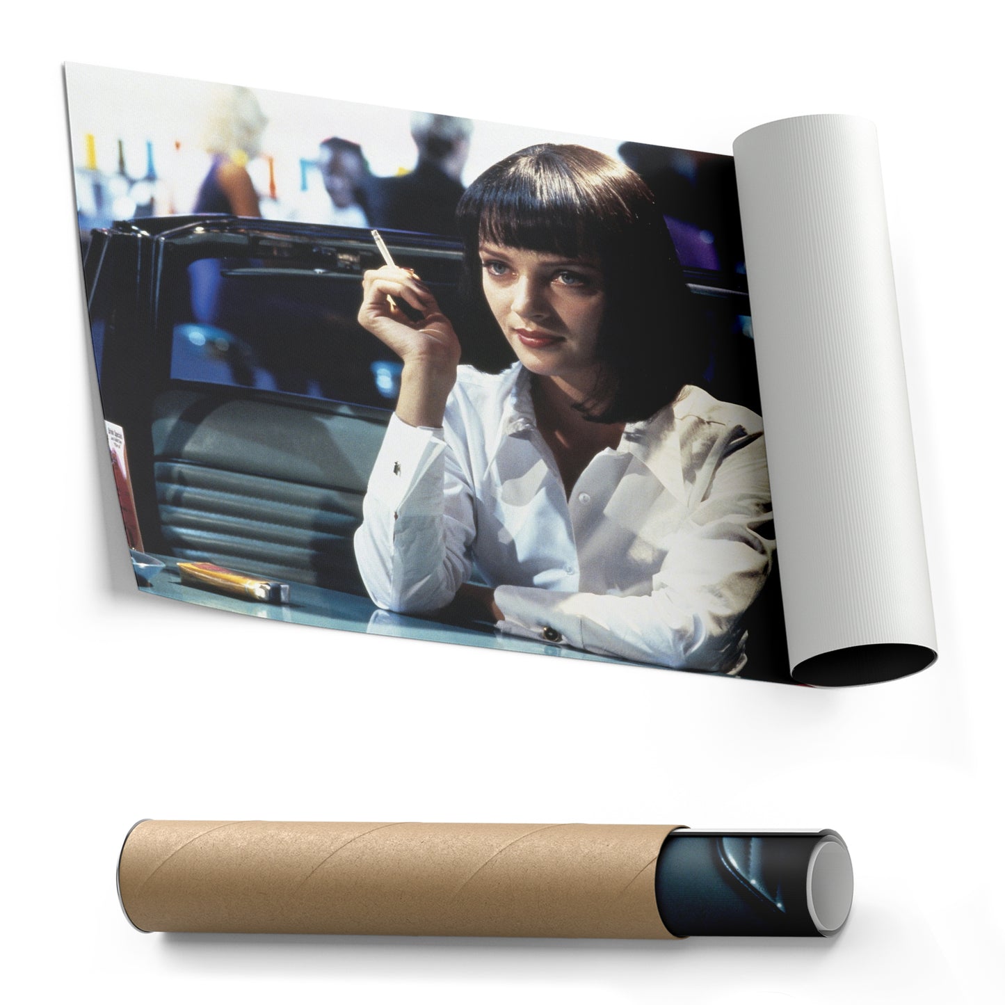 Pulp Fiction Uma Thurman Smoking Canvas Art – Legendary Movie Moment Decor