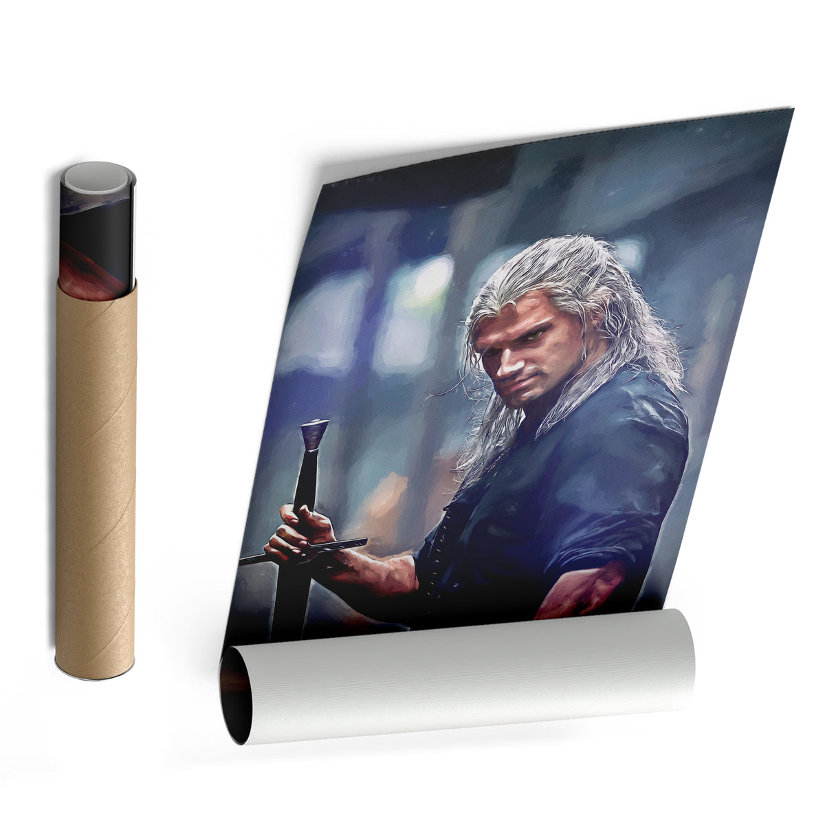 Geralt of Rivia Witcher Canvas Wall Art – Fantasy TV Series Print