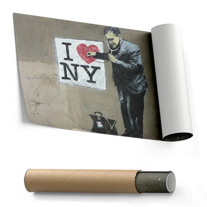 Banksy 'Love New York' Canvas Print - Framed Wall Art