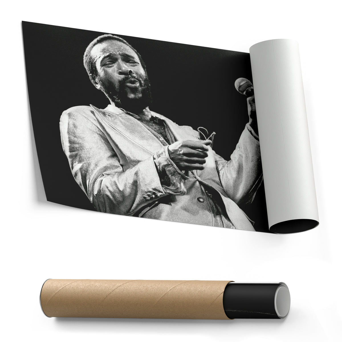 Marvin Gaye Black and White Canvas Art – Soul Singer Poster Wall Decor